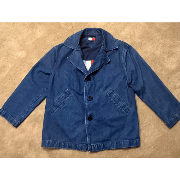 Tommy Hilfiger Denim Jean Jacket Coat Mens S Very Oversized Lined Nautical RARE - Picture 1 of 10